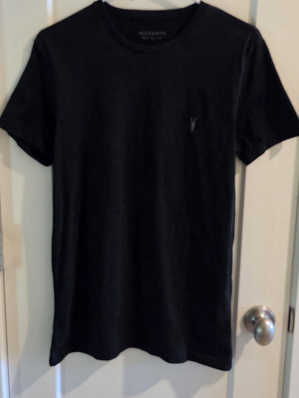AllSaints Black Crewneck Cotton T-Shirt  Size Small